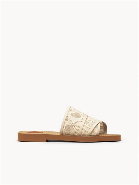 chloe woody flat mule sandal in embroidered canvas|Woody Flat Mule Sandal In Embroidered Canvas .